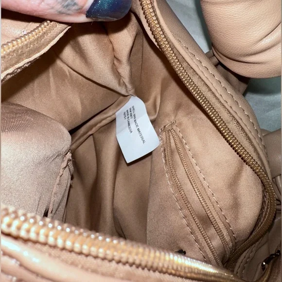 Worthington Woven Faux Leather Medium Hobo Bag Taupe Knotted Handle - Picture 8 of 8